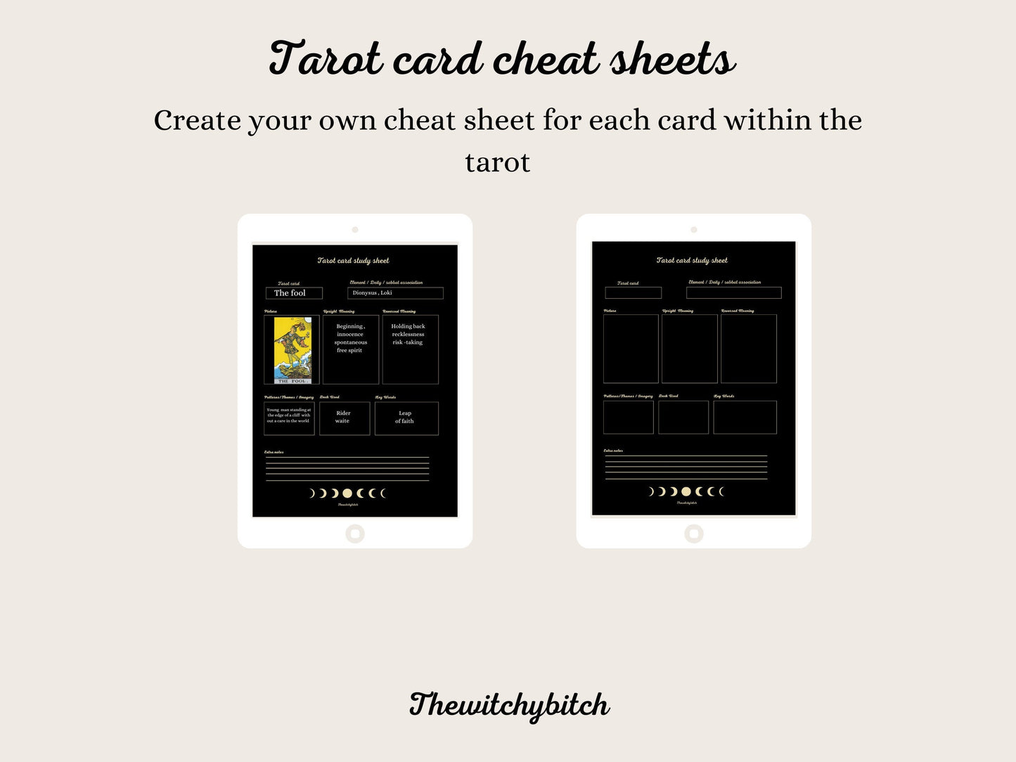 Luna Themed Printable Tarot Journal| Divination journal | Digital Journal | Digital Download| A4, A5, A6