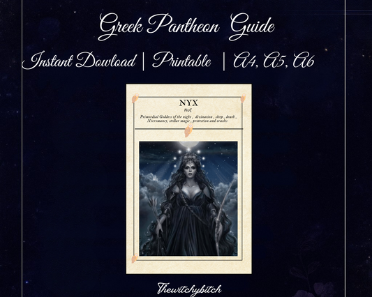 Mini Guide to the goddess Nyx , book of shadows ,Grimour pages , study book  , Digital Download