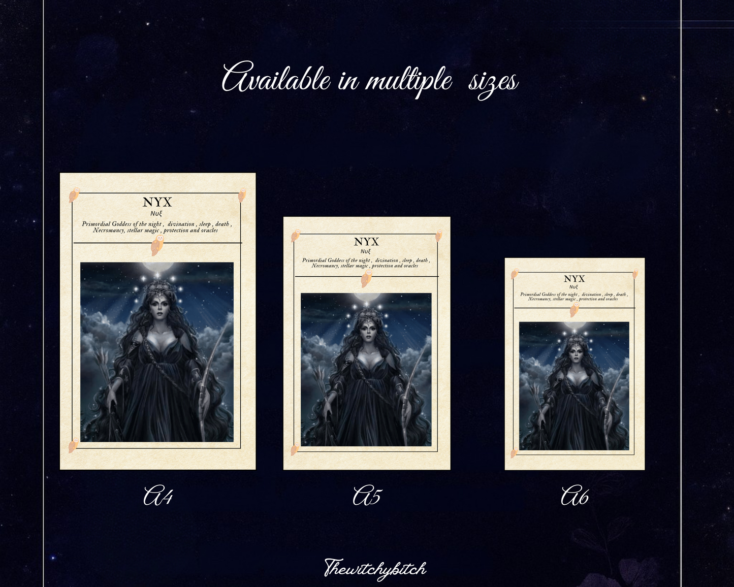 Mini Guide to the goddess Nyx , book of shadows ,Grimour pages , study book  , Digital Download