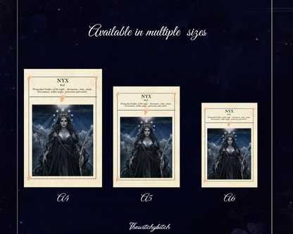 Mini Guide to the goddess Nyx , book of shadows ,Grimour pages , study book  , Digital Download