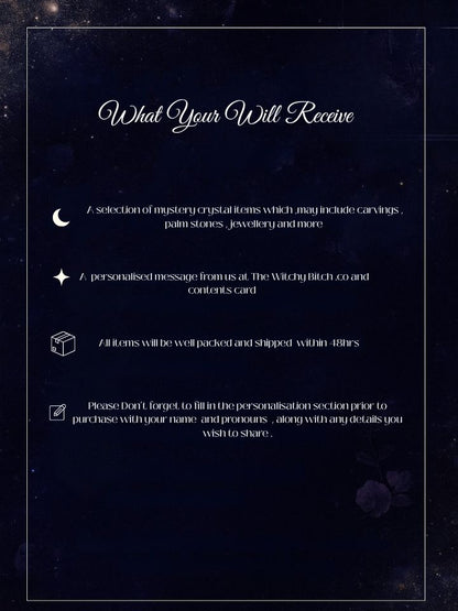 Intuitively chosen Crystal mystery box ( medium),  ,  crystal birthday gift for her best friend  , witchy crystal lucky dip  .