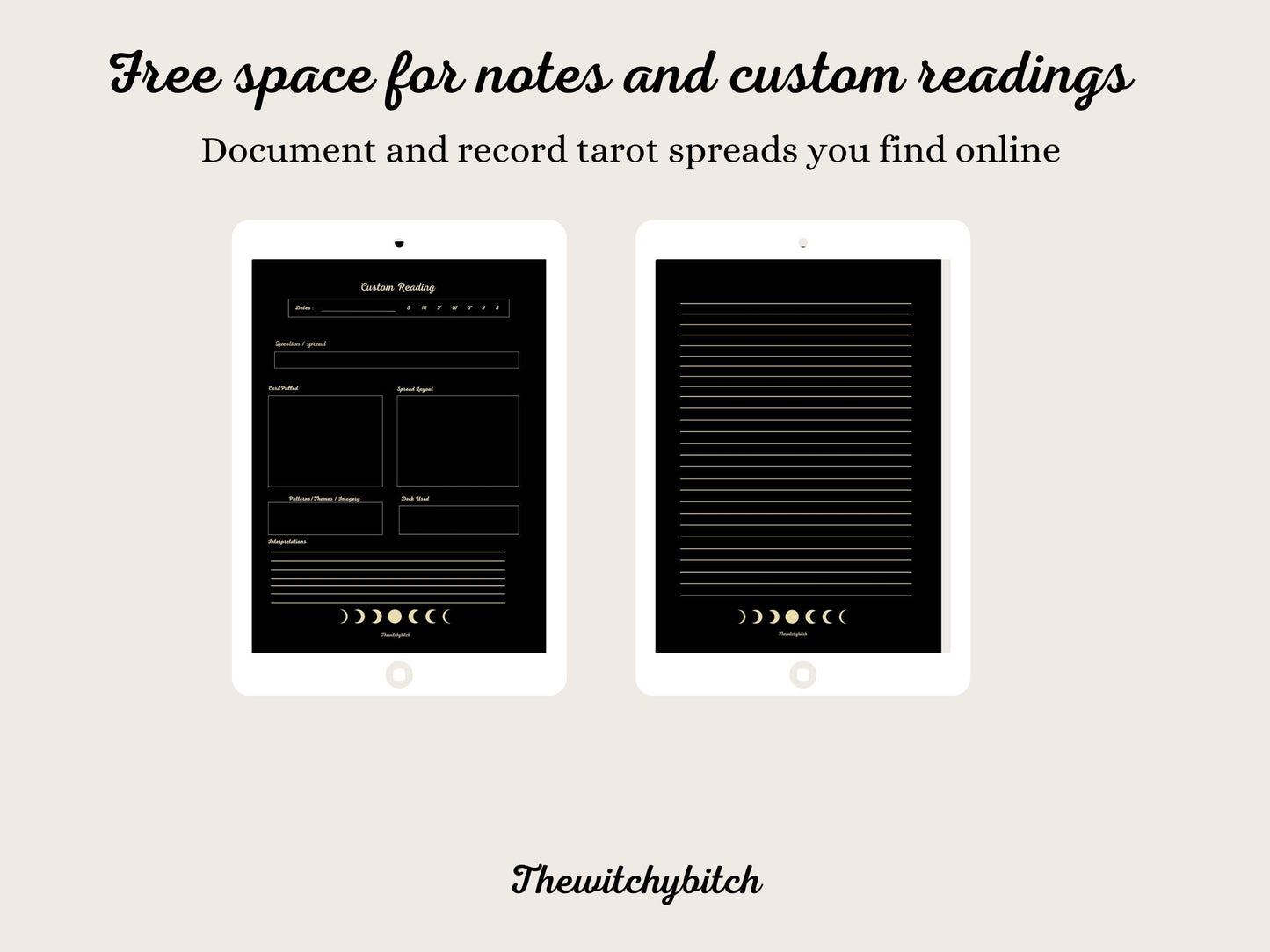 Luna Themed Printable Tarot Journal| Divination journal | Digital Journal | Digital Download| A4, A5, A6