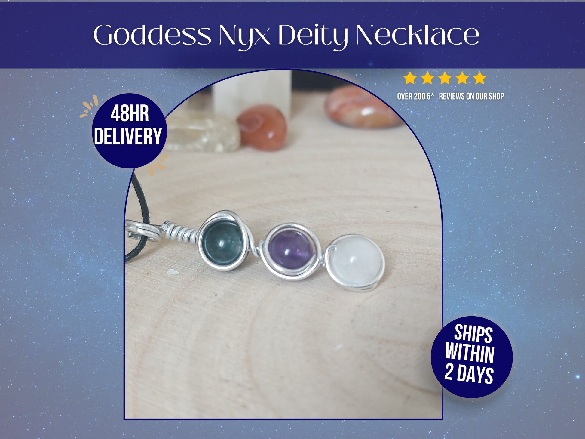 Enchanting Nyx Pendant - Hand-Wire Wrapped Night Goddess Jewelry, Embrace the Mystique of Darkness