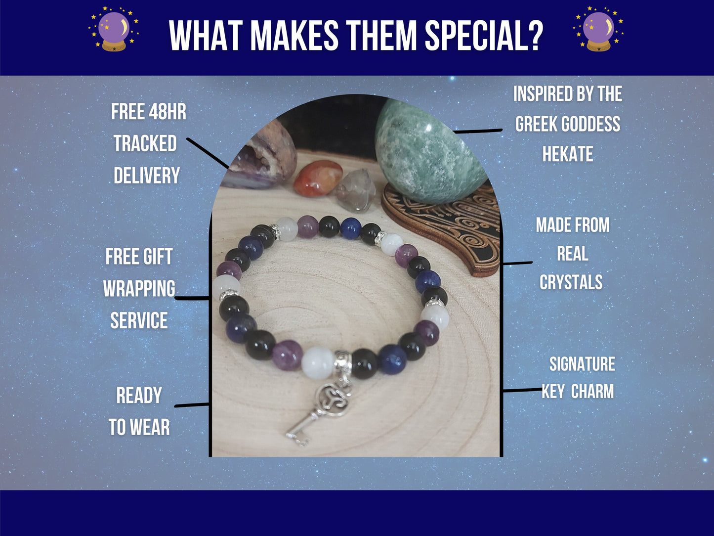 Hekate Triple Goddess Bracelet - Embrace her with Greek Deity Jewelry, Inspired by the Goddess of Magic Witchy bracelet for her