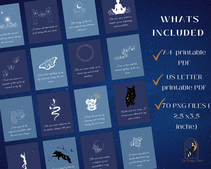 Printable New Moon Affirmation Cards - Manifest Positivity with Lunar Energy , mindfullness affirmation deck 2023 ,digital download