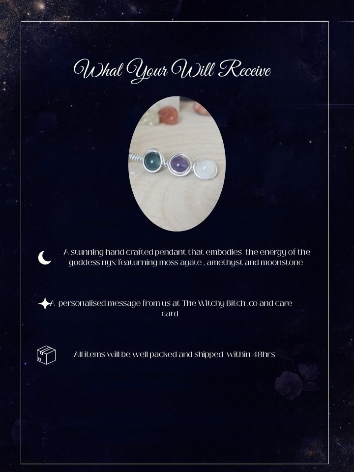 Enchanting Nyx Pendant - Hand-Wire Wrapped Night Goddess Jewelry, Embrace the Mystique of Darkness
