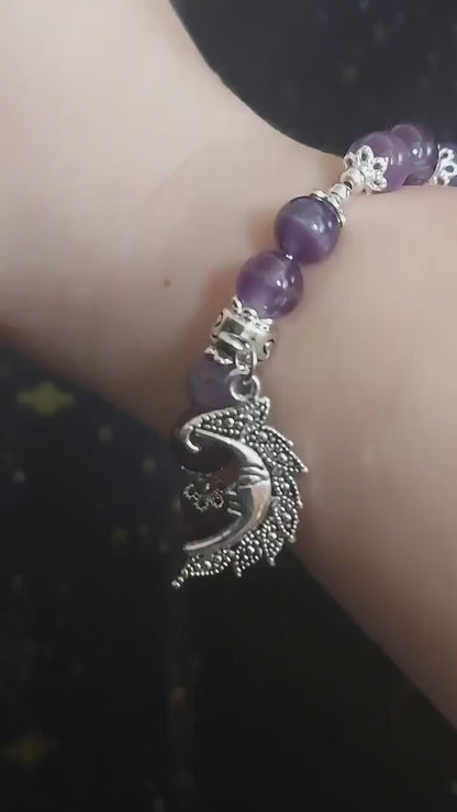 Greek goddess Nyx deity bracelet - Dive into Mystical Darkness with Handmade Greek Deity Night Jewelry"Witchy bracelet for her best friend