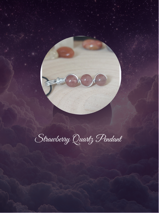 Handmade wire wrapped strawberry quartz crystal necklace , perfect crystal gift for her graduation , Minimalist pink gemstone pendant