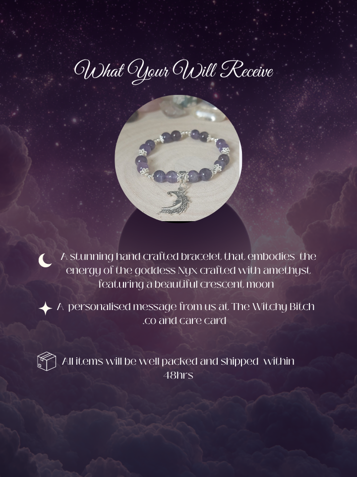 Nyx Bracelet | Goddess of Night Jewelry | Dark Divine Deity Bracelet | Witchcraft Devotional Jewelry