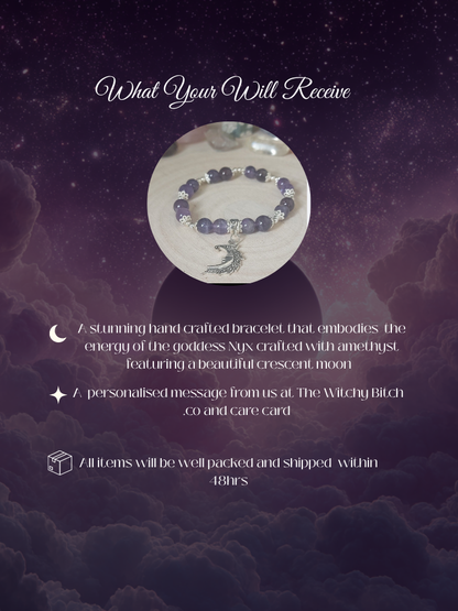 Nyx Bracelet | Goddess of Night Jewelry | Dark Divine Deity Bracelet | Witchcraft Devotional Jewelry