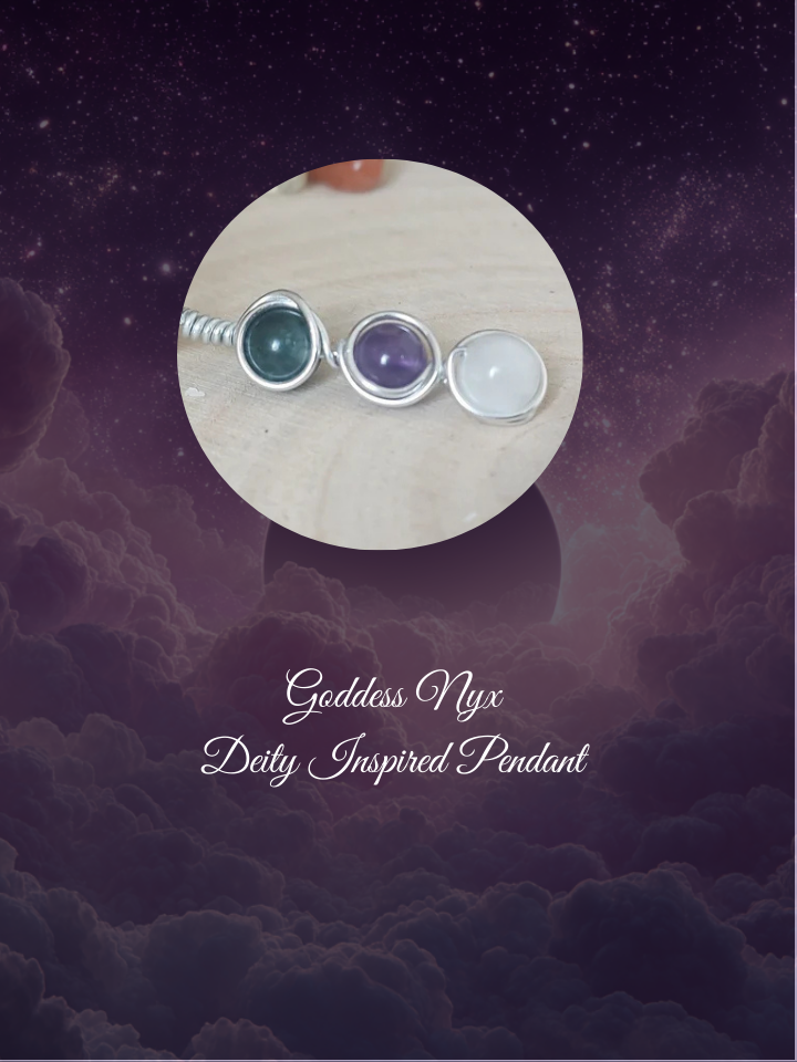 Enchanting Nyx Pendant - Hand-Wire Wrapped Night Goddess Jewelry, Embrace the Mystique of Darkness