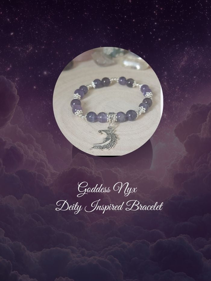 Nyx Bracelet | Goddess of Night Jewelry | Dark Divine Deity Bracelet | Witchcraft Devotional Jewelry