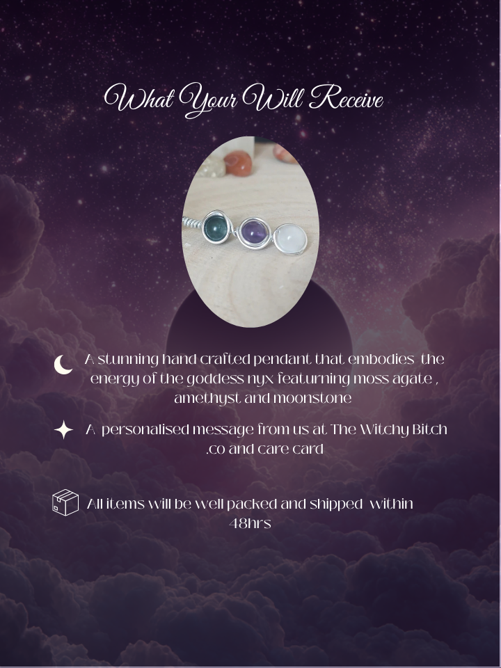 Enchanting Nyx Pendant - Hand-Wire Wrapped Night Goddess Jewelry, Embrace the Mystique of Darkness